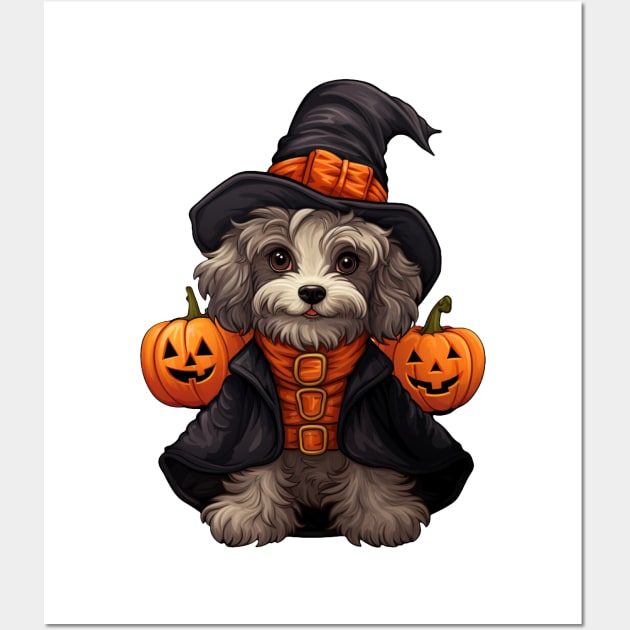 Halloween puppy Dog witch Wall Art by LaartStudio